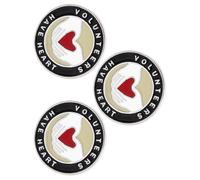 Hohopeti 3pcs Volunteer Heart Alloy Lapel Pin Set, round Brooches Clothes Decoration Badges Safety Pins, Random Color, Suitable for Volunteer Uniforms and Event Apparel
