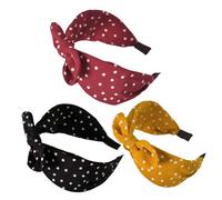 Hohopeti 3pcs Wide-brimmed Bowknot Headband for Women Creative Knot Hair Bands with Adorable Rabbit Ears Design Lightweight Cloth Hair Accessories for Daily Wear and Parties Yellow Red