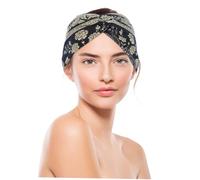 Hohopeti 3pcs Wide Retro Knotted Headbands for Women Stretchy Ethnic Print Hair Accessories for Yoga Workout Sports and Daily Wear in Deep Red Navy and Lake Blue