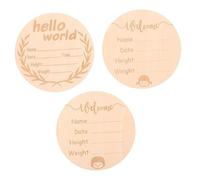 Hohopeti 3pcs Wooden Birth Commemorative Signs Cards Newborn Arrival Sign for Hospital for Nursery