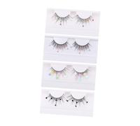 Hohopeti 4 Pairs Colored Glitter False Sequins Eyelashes with Butterfly and Flower Designs for Women Long Dramatic Faux Lashes for Party Cosplay and Festival Eye Makeup