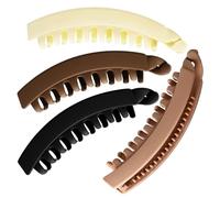 Hohopeti 4 Pcs Banana Hair Clips for Women Durable Long Strip Claw Styling Accessories Suitable for Fine and Thick Hair Non Damaging Strong Hold in Milk White Black Coffee Shades