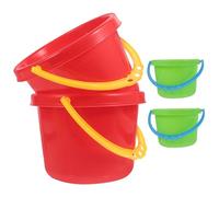 Hohopeti 4 Pcs Plastic Mini Buckets for Sand and Water Play Lightweight Beach in Blue Red Yellow Safe for Kindergarten and Outdoor Fun Random Color