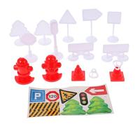 Hohopeti 4 Sets Miniature Traffic Sign for Bright Color Simulation Road Signs and Barricades Educational Street Signal Playset for Traffic Safety Learning and Imaginative Play
