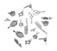 Hohopeti 40Pcs Assorted Alloy Pendant Charms for DIY Jewelry Making Mini Scissors Silver Mirror Comb Hair Dryer Accessories for Necklaces Bracelets Keychains More