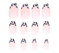 Hohopeti 48pcs Press on Nails Full Cover French Style False Nails with Lovely Pattern Design Plastic Material Easy to Apply for Festivals and Dating