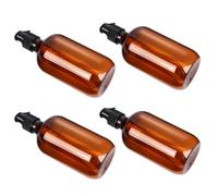 Hohopeti 4pcs 500ml Brown Pet Travel Bottles Set, Large Capacity Cosmetic Tubes with Press Dispenser for Daily Life, Easy Carry and Wear Resistant Empty Containers for Toiletries