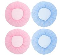 Hohopeti 4pcs Adjustable Mesh Sleeping Cap for Curly Hair - Washable Night Hair Net Bonnet Reusable Soft Elastic Caps for Women and Men Blue and Pink