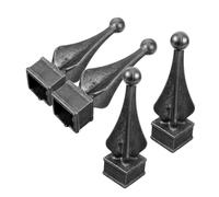 Hohopeti 4pcs Black Iron Fence Finials Decorative Picket Post Caps for Garden Patio Porches Weldable Fence Guard Toppers for Privacy and Security