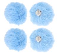 Hohopeti 4pcs Bright Blue Faux Rabbit Pom Pom Brooches 8cm Fluffy Small Pompom Decor Lapel Pins for Clothing Hats Shoes Accessories