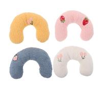 Hohopeti 4pcs Calming Soft Cat Pillow Cozy U Shaped Neck Support for Indoor Cats and Dogs Bite Resistant Fabric Portable Lightweight Bed for Travel and Home Use