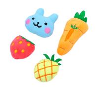 Hohopeti 4pcs Catnip Plush Toys Interactive Chew and Bite Toys Cute Fruit Shapes Rabbit Strawberry Pineapple Carrot for Indoor Cats Engaging and Fun for