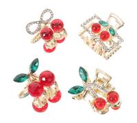 Hohopeti 4pcs Crystal Cherry Hair Clips Metal Hair Claw Barrettes Glitter Rhinestone Fruit Bangs Clips Accessories for Little Girls School Festival