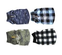 Hohopeti 4pcs Dog Apparel Warm Pet Sweater for Fall Includes Camouflage Plaid Grey Letter and Checks and Adorable Costumes for Daily Wear and Special Occasions
