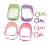 Hohopeti 4pcs Figure Display Bag with Keychain, Portable Mini Doll Storage Pouch for Collectible Figures, Dustproof Carrying Case for Travel and Daily Use, Green Grape Purple Pink Peach Pink Set