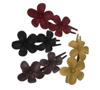 Hohopeti 4pcs Flower Claw Hair Clips for Thick Hair with Secure Hold Multi-color Black Dark Coffee Khaki for Women