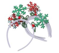 Hohopeti 4pcs Glitter Snowflake Headbands Comfortable Festive Hair Accessories for Women Christmas Party Winter Gatherings Holiday Decorations Green Red Blue White