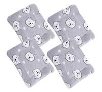 Hohopeti 4pcs Guinea Pig Blanket Set Soft Wool Sleep Mats Warm Small Pet Bedding Cage Liners for Hamsters and Rats, Grey Bear Head Design, Size S, Suitable for Small Animal Sleep and Nesting