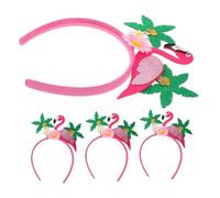 Hohopeti 4pcs Hawaiian Flower Headbands with Flamingo and Coconut Tree Design Lightweight Comfortable Hair Accessories for Festival and Tropical Party Decorations