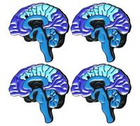 Hohopeti 4pcs Human Brain Shaped Alloy Brooch Pins Blue Colour with Attractive Breastpin and Fine Craft, Adorable Chic Accessories Suitable for Boys and Girls Clothes Or Casual Wear