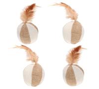 Hohopeti 4pcs Interactive Cat Teasing Balls Fine Workmanship Polyester 2.16x2.16x2.16inch Khaki Home Cat for Playing