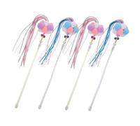 Hohopeti 4pcs Interactive Cat Wand with Bell for Indoor Cats and Kittens Korean Style Candy Hairball Teasers Engaging Playsticks to Stimulate Hunting Instinct and Exercise