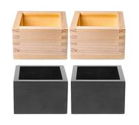 Hohopeti 4pcs Japanese Sake Cup Holder Compact Wooden Sake Boxes with Flower Pot Function Portable Snack Storage and Chalk Container for Sushi Parties Home Bar Office Organization