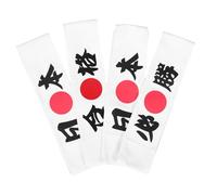 Hohopeti 4pcs Japanese Warriors Headbands Hachimaki Soft Karate Bandanas with Victory Prints for Sports Cooking Team Building and Themed Parties