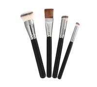 Hohopeti 4Pcs Makeup Brushes for Foundation and Concealer Handle Cosmetic Tools for Professional Face Application Suitable for Moisturizing Creams Chic Black Design