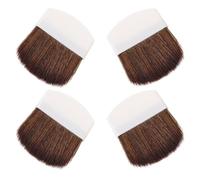 Hohopeti 4pcs Mini Flat Powder Blush Makeup Brush Set with White Handle and Brown Bristles, Small Face Powder Brushes for Precise Cosmetics Application and Blending in Daily Beauty Routine