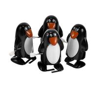 Hohopeti 4pcs Mini Wind-up Penguin Plastic Clockwork Walking Xmas Party Favors Holiday Stocking Stuffers Interactive Collectible Figurines