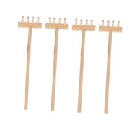 Hohopeti 4pcs Mini Wooden Rakes for Sand Table and Garden Wood Sandbox Tools Multifunctional Mini Rake for Gardening and Sand Play Easy to Clean and Maintain