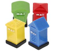 Hohopeti 4pcs Miniature Resin Mailbox Ornaments for Micro Landscaping Tiny Post Box Models in Red Yellow Blue Green Decorative Dollhouse Accessories for Garden and Sand Table Decor