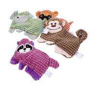Hohopeti 4pcs No Stuffing Chew Toys for Puppies Tear-resistant Teething Playthings for Fun Cute Plush Animals Elephant Raccoon Dog Monkey