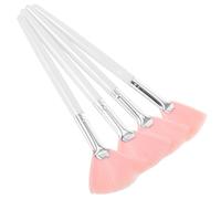 Hohopeti 4pcs Pink Pearl Handle Fan Face Makeup Brushes Set, Synthetic Powder Highlighting Blush Tools for Women’s Facial Makeup and DIY Beauty Applications