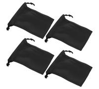 Hohopeti 4pcs Portable Microphone Pouch Drawstring Bags Pu Leather Mic Holder Pouch Dirtproof Microphone Storage Bag for Organizing Clips and Audio Adapters