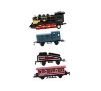 Hohopeti 4Pcs Pull Back Alloy Steam Train Set for Boys Retro Model Vehicles Educational and Connectable Black