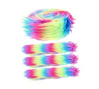 Hohopeti 4pcs Rainbow Faux Fabric Strips for Crafts Soft Washable Shaggy Fluffy Trim DIY Mask Chair Cushion Decoration Supplies