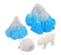 Hohopeti 4pcs Realistic Mini Ice House Model with Polar Animal Figurines Arctic Igloo for Diorama Desk Decoration and Miniature Cake Toppers Detailed Winter Landscape Display for Boys