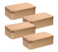 Hohopeti 4pcs Rectangular Tin Tinplate Boxes with Tight Lid and Smooth Polishing, Empty Candy Tin Gift Boxes for Wedding Party Favors and Storage of Cigarettes or Chewing Gum