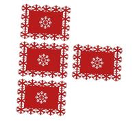 Hohopeti 4Pcs Red Snowflake Placemats Christmas Table Mats with Wear-resistant Design for Xmas Party Home Bar Hotel Festive Dinner Decoration