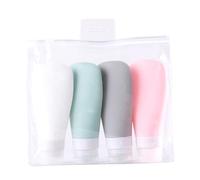 Hohopeti 4pcs Refillable Silicone Travel Bottles Lotion Dispenser Containers with Portable Bag for Toiletries Shampoo Shower Gel Hand Cream