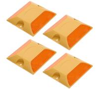 Hohopeti 4pcs Reflective Plastic Pavement Markers Double-sided Driveway Reflectors High Visibility Road Studs Easy Installation Roadway Accessories for Parking Lots and Roads