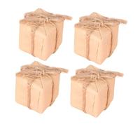 Hohopeti 4pcs Scale Dollhouse Miniature Birthday Kraft Boxes Retro Packaging Mini Festival Decor Accessories for Home Layout and Miniatures Collection