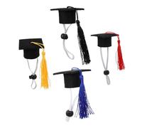 Hohopeti 4pcs Small Pet Graduation Hats with Chin Strap Mini Doctoral Caps for Guinea Pigs Hedgehogs Birds Turtles Hamsters Rabbits and Ferrets Holiday Costume Accessories