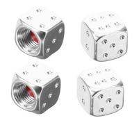 Hohopeti 4pcs Stainless Steel Dice Style Valve Stem Caps Resistant Tyre Valve Dust Caps for Car Truck Bike Tires Protection and Decoration