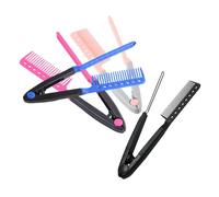 Hohopeti 4pcs Straightening Hair Comb Folding V-shaped Styling Tool Fine Tooth for Hair Straightener Brush Use at Home Salon