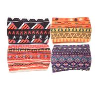 Hohopeti 4pcs Vintage African Print Headbands for Women Thin Elastic Sweat Bands for Yoga and Workout African Head Wraps Unique Patterns