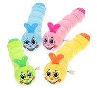 Hohopeti 4pcs Wind-up Caterpillar for Boys and Bright Colorful Cartoon Insect Playthings with Wagging Tails Safe and Stable Retro Mechanical Birthday Random Color