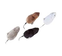 Hohopeti 4pcs Wind-up Mouse Toys Set Plush Clockwork Movement Soft Cat Toy for Indoor Play Kids Funny Spoof Mouse Random Color